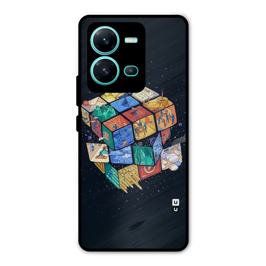 Coloured Rubic Metal Back Case for Vivo V25