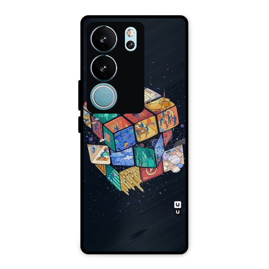 Coloured Rubic Metal Back Case for Vivo V29 Pro