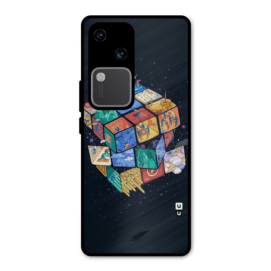 Coloured Rubic Metal Back Case for Vivo V30