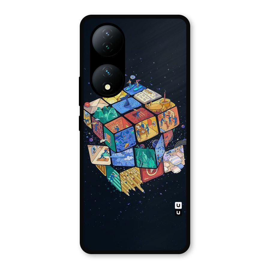 Coloured Rubic Metal Back Case for Vivo Y100a