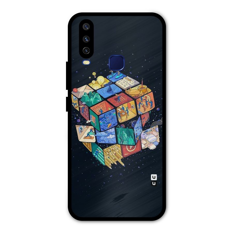 Coloured Rubic Metal Back Case for Vivo Y15