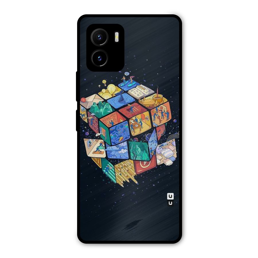 Coloured Rubic Metal Back Case for Vivo Y15s