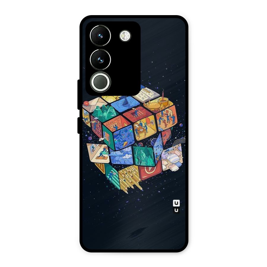 Coloured Rubic Metal Back Case for Vivo Y200