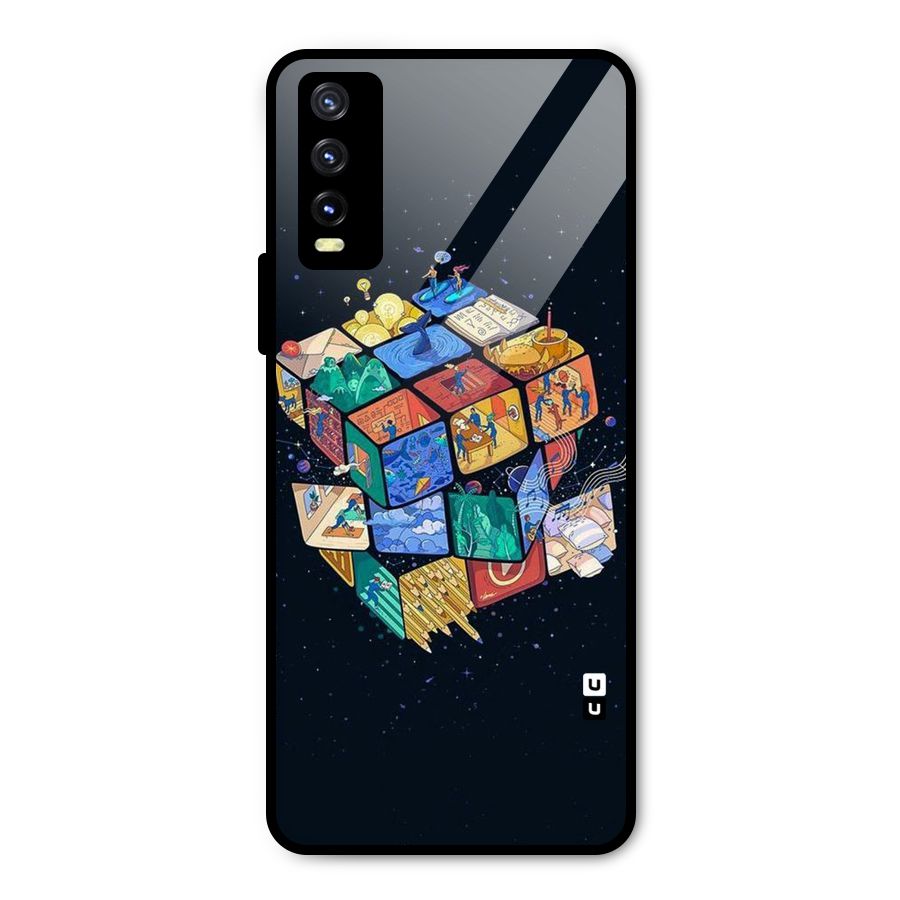 Coloured Rubic Metal Back Case for Vivo Y20g