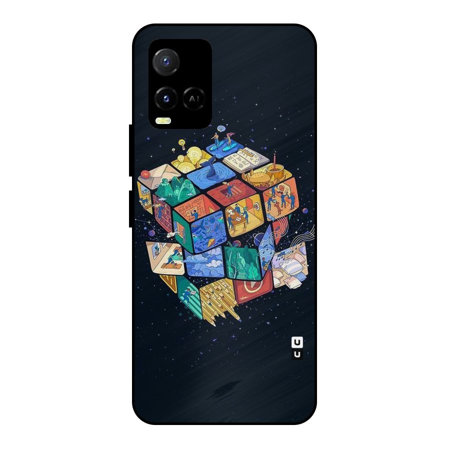 Coloured Rubic Metal Back Case for Vivo Y21