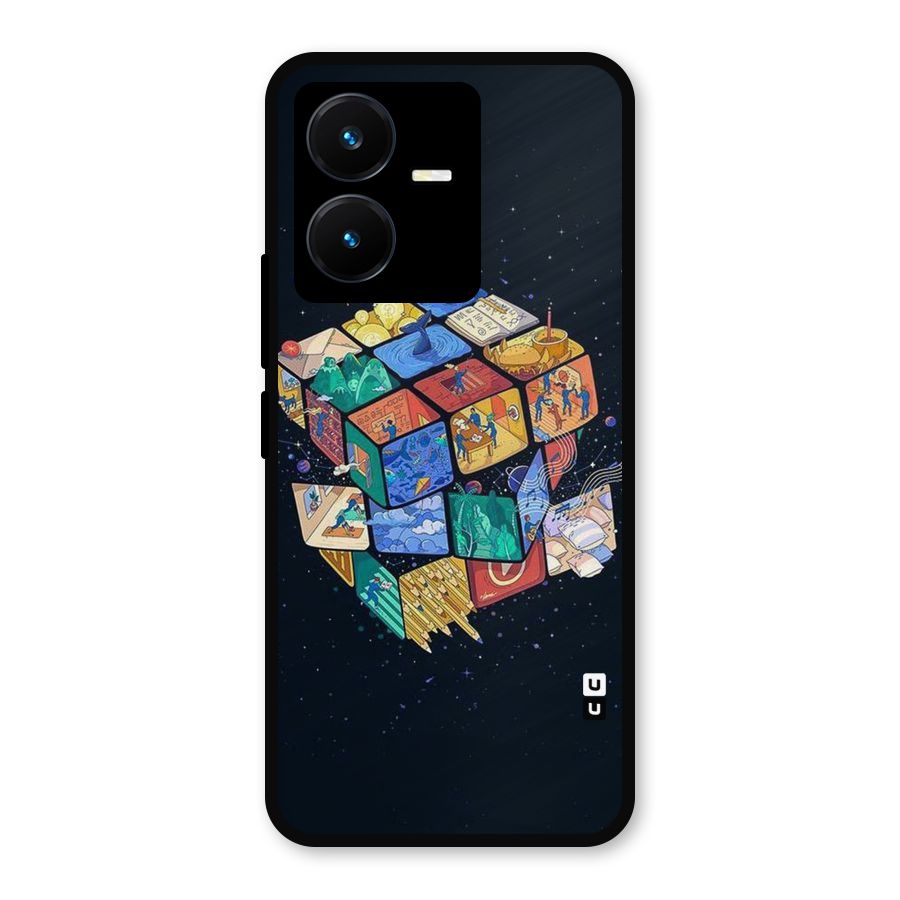 Coloured Rubic Metal Back Case for Vivo Y22