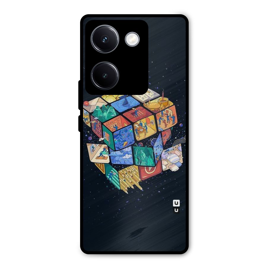 Coloured Rubic Metal Back Case for Vivo Y300 Plus