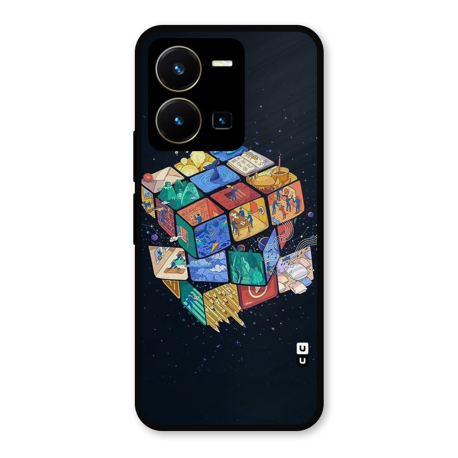 Coloured Rubic Metal Back Case for Vivo Y35