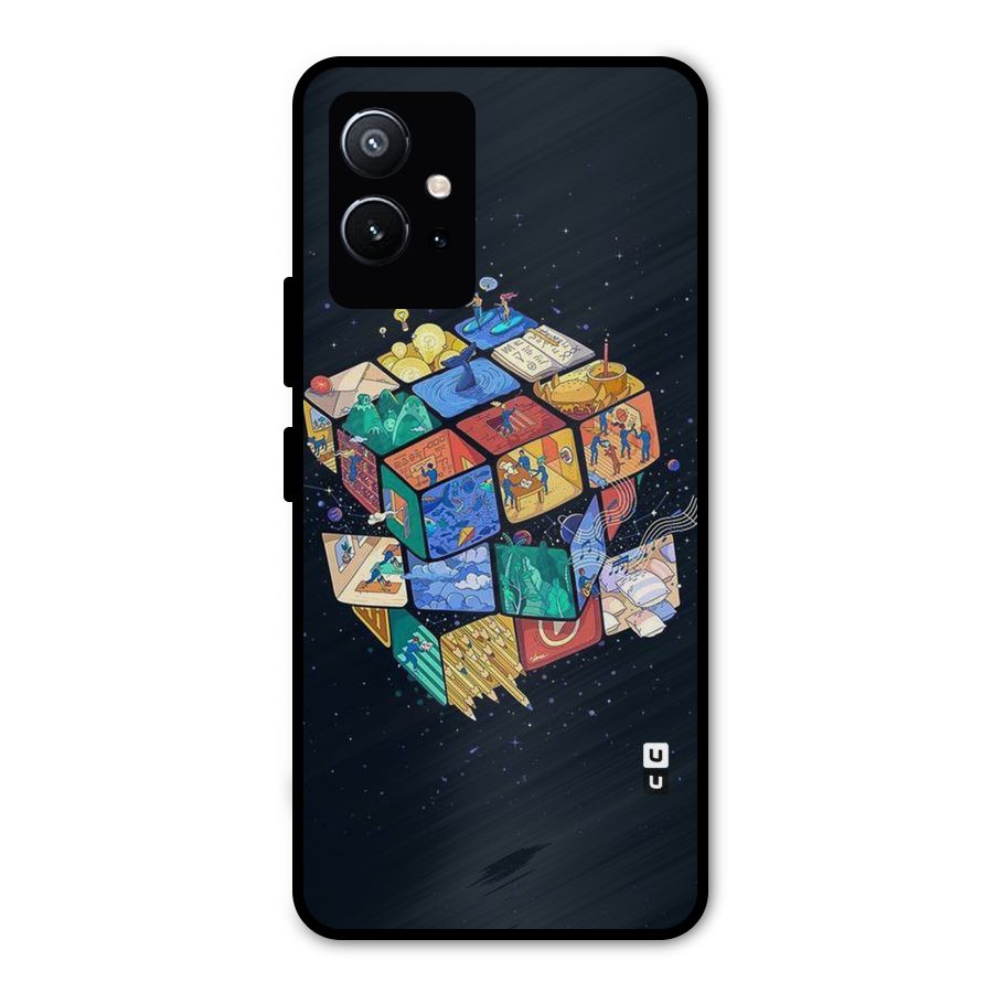 Coloured Rubic Metal Back Case for Vivo Y75 5G