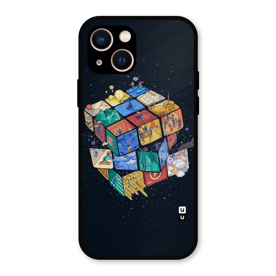 Coloured Rubic Metal Back Case for iPhone 13