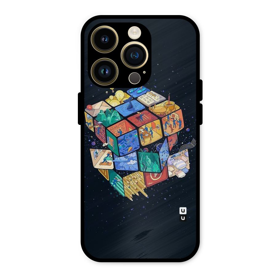 Coloured Rubic Metal Back Case for iPhone 14 Pro