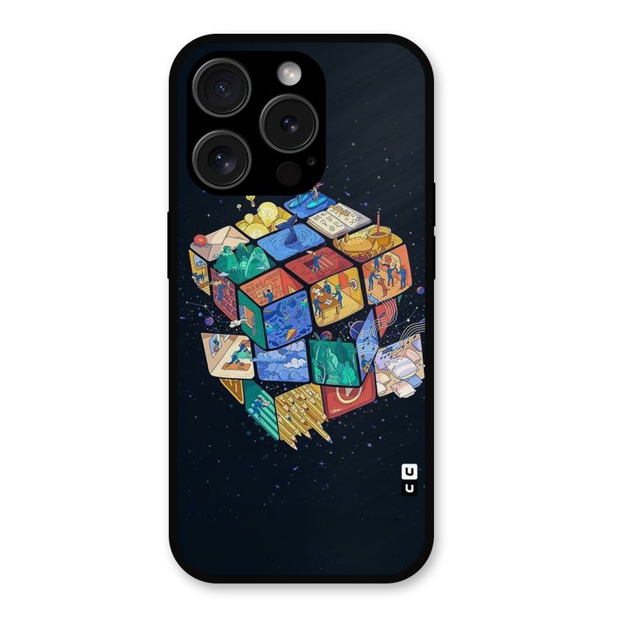 Coloured Rubic Metal Back Case for iPhone 15 Pro