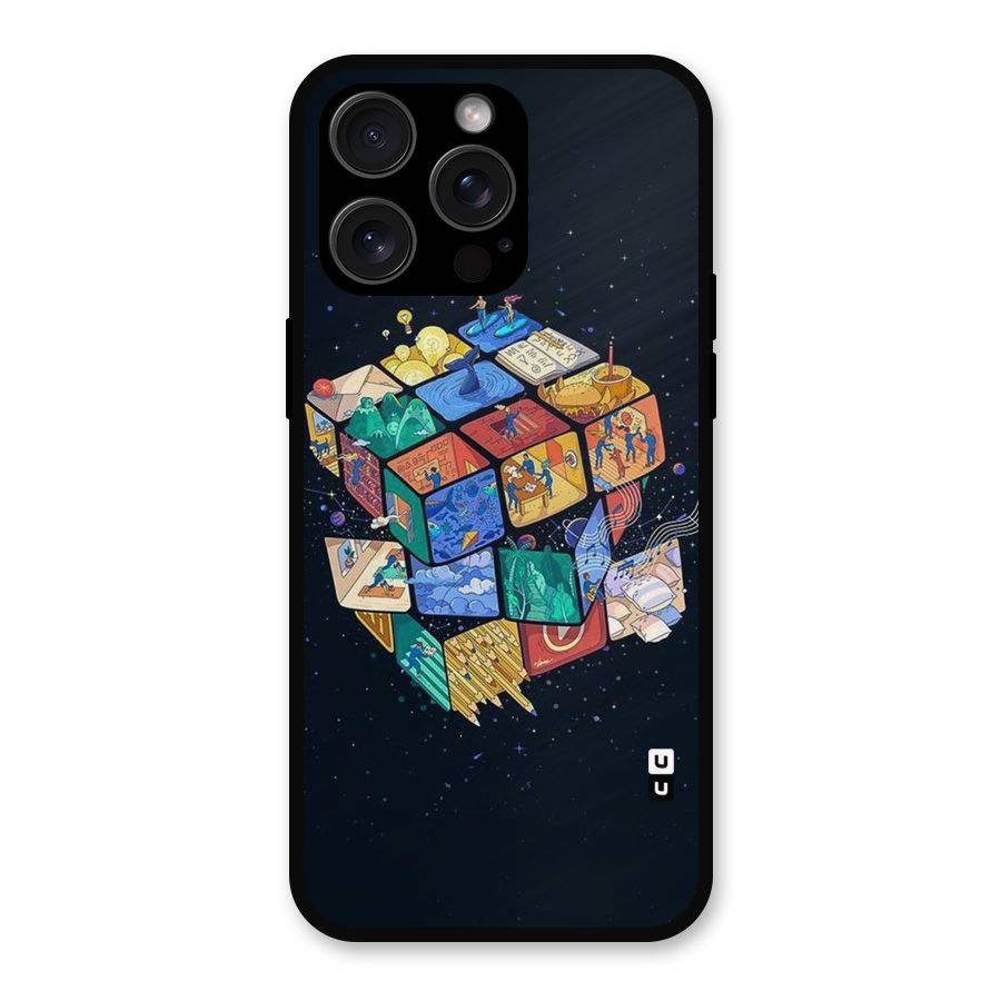 Coloured Rubic Metal Back Case for iPhone 15 Pro Max