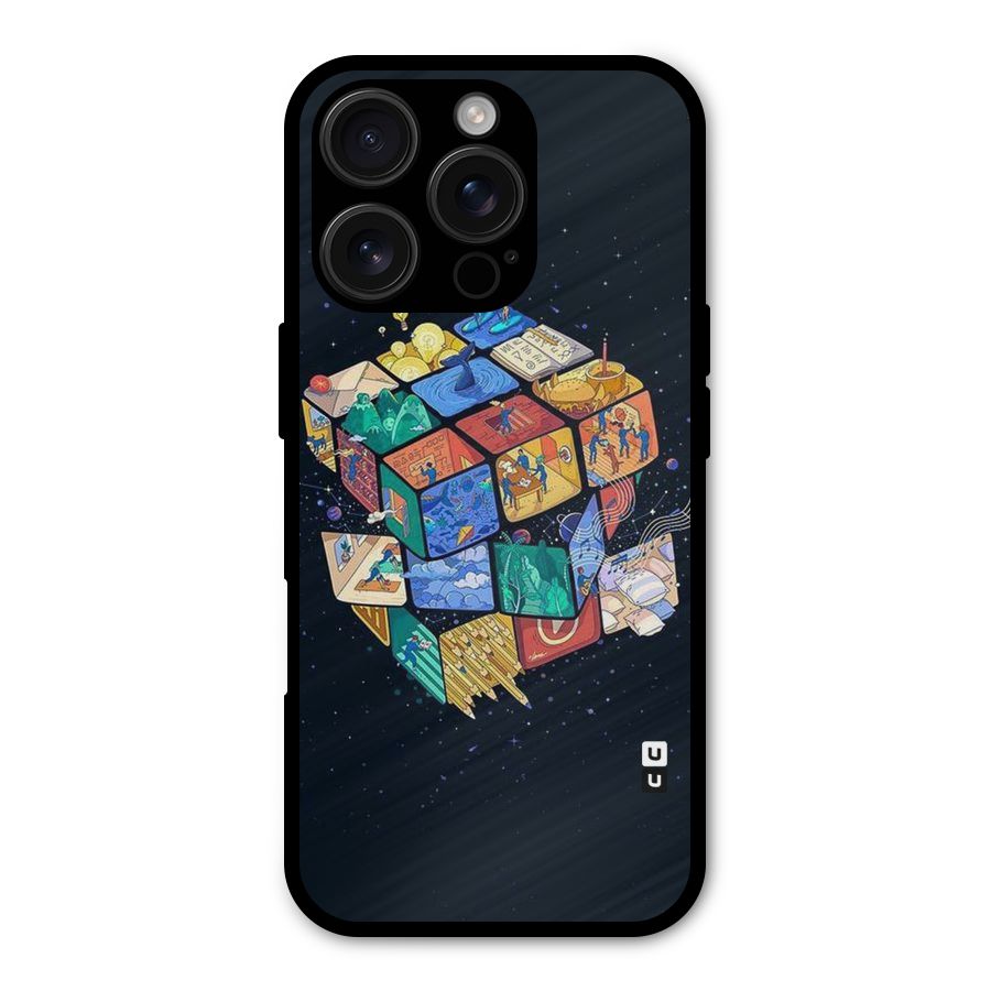 Coloured Rubic Metal Back Case for iPhone 16 Pro