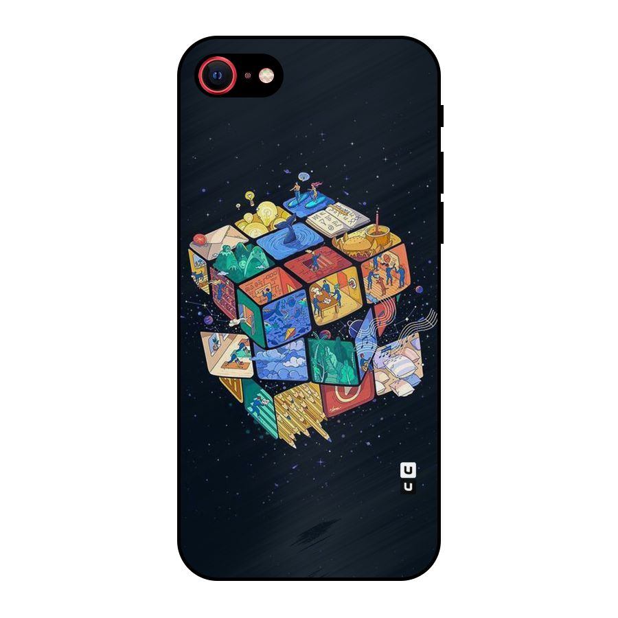 Coloured Rubic Metal Back Case for iPhone 8