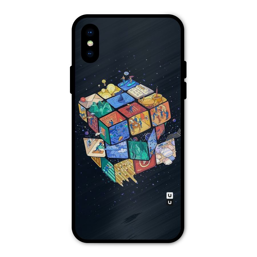 Coloured Rubic Metal Back Case for iPhone XS