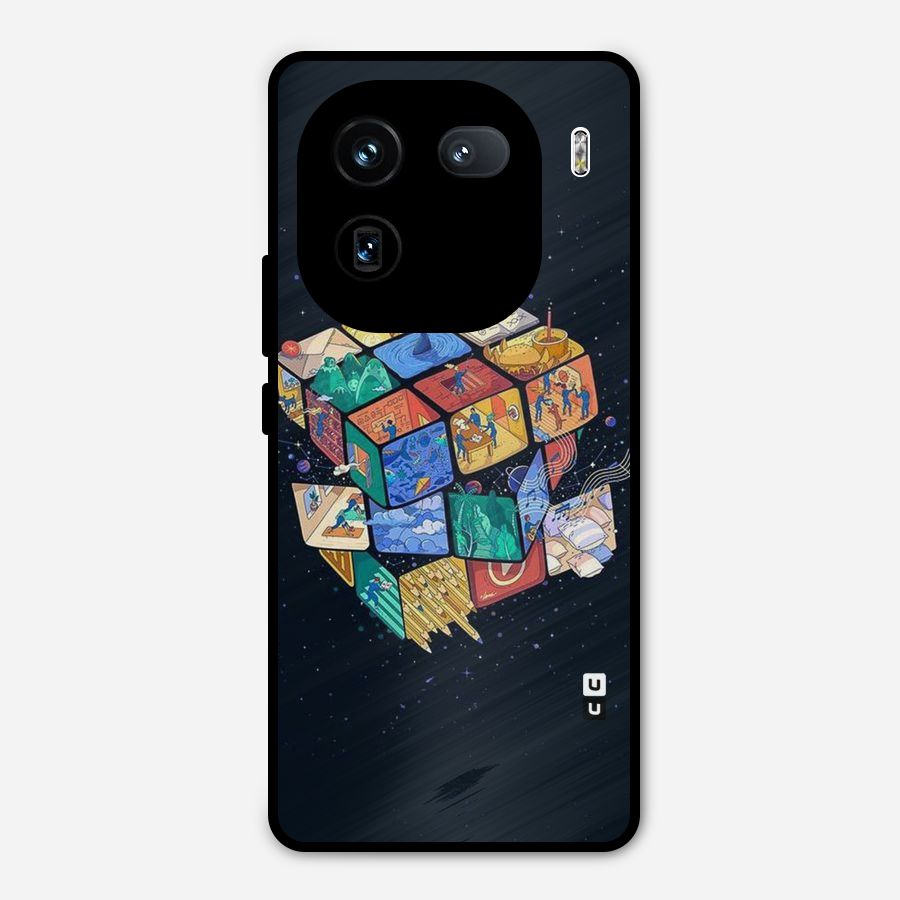 Coloured Rubic Metal Back Case for iQOO 12