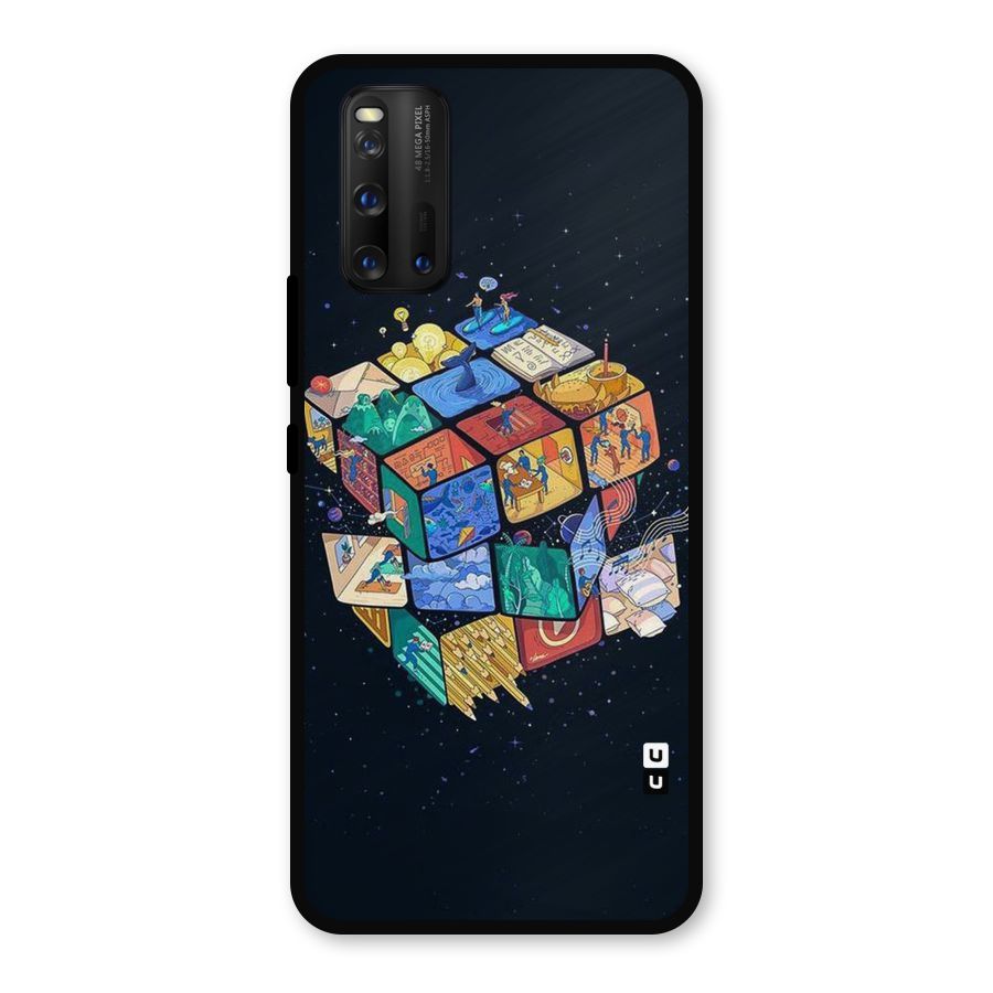 Coloured Rubic Metal Back Case for iQOO 3