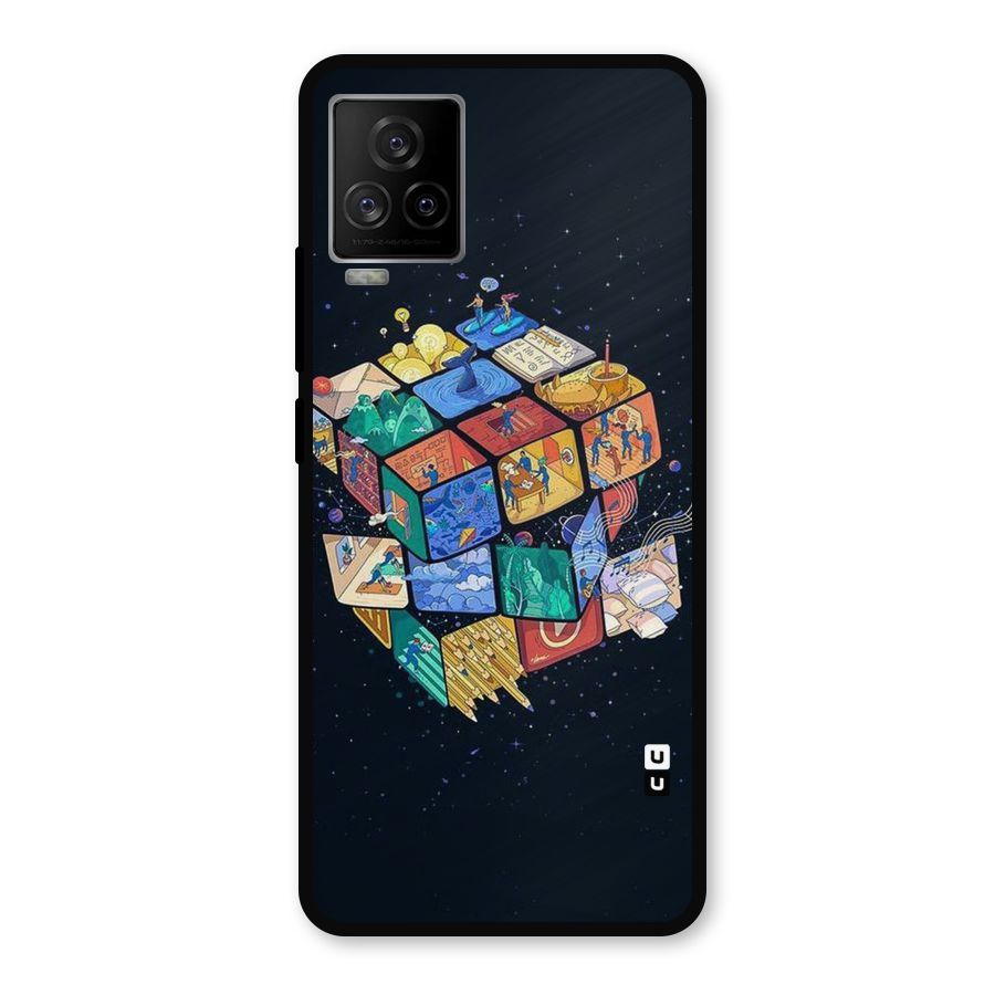 Coloured Rubic Metal Back Case for iQOO 7 Legend 5G