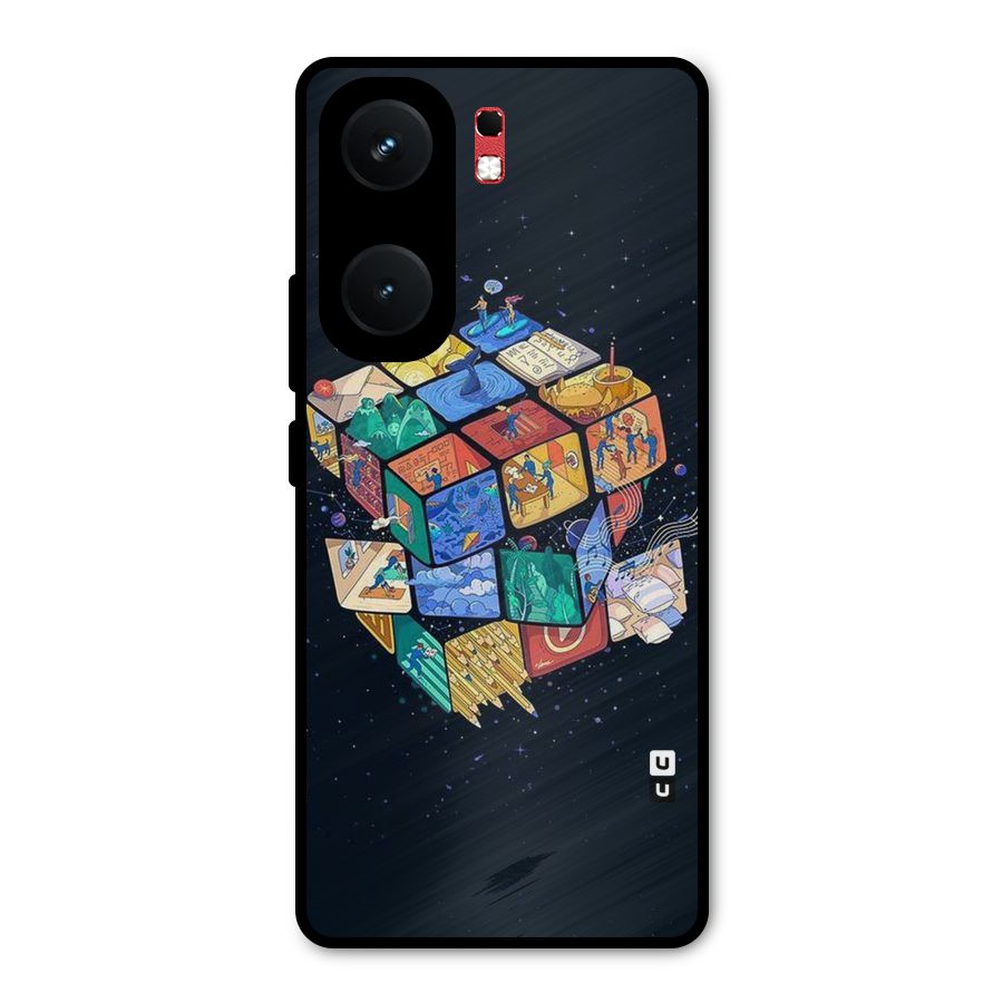 Coloured Rubic Metal Back Case for iQOO Neo 9 Pro