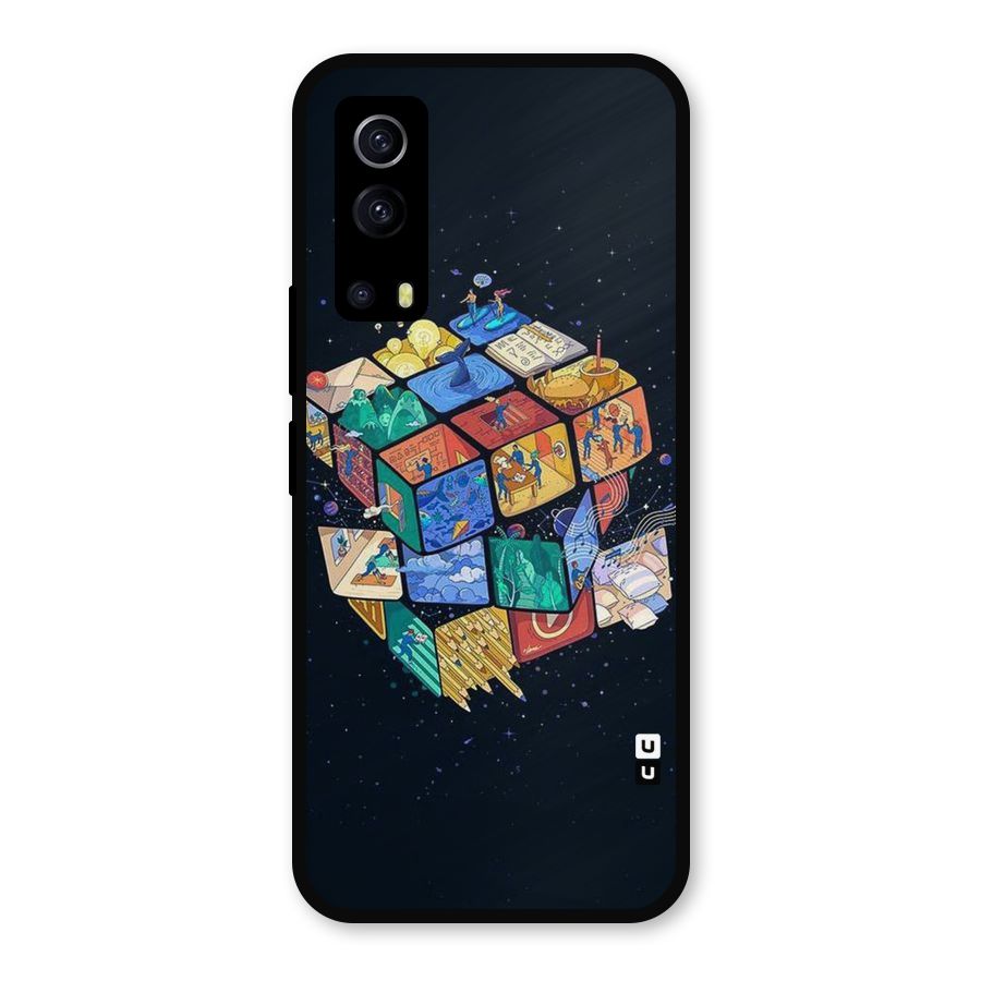 Coloured Rubic Metal Back Case for iQOO Z3