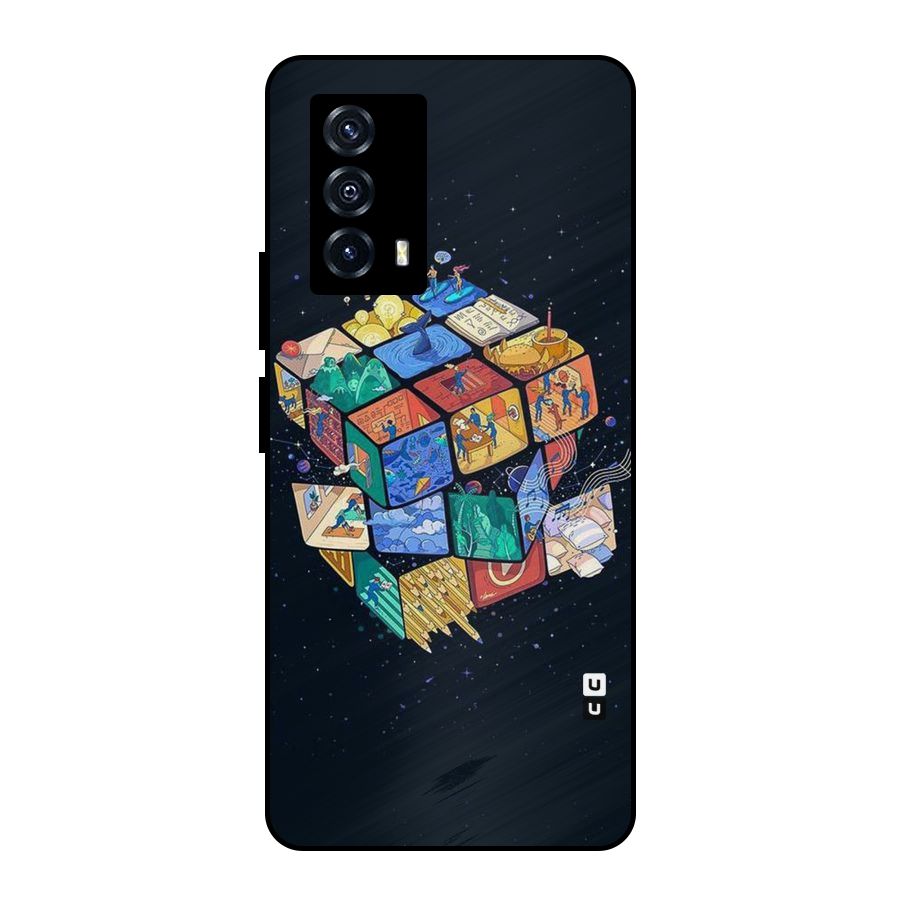 Coloured Rubic Metal Back Case for iQOO Z5
