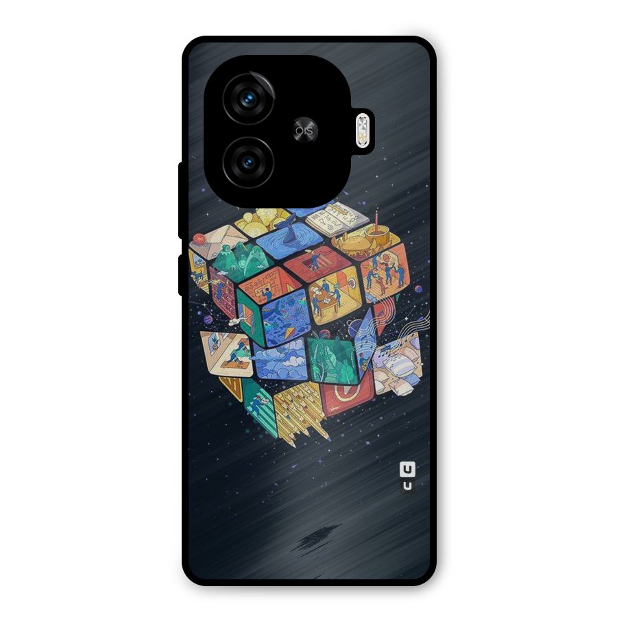 Coloured Rubic Metal Back Case for iQOO Z9 Turbo