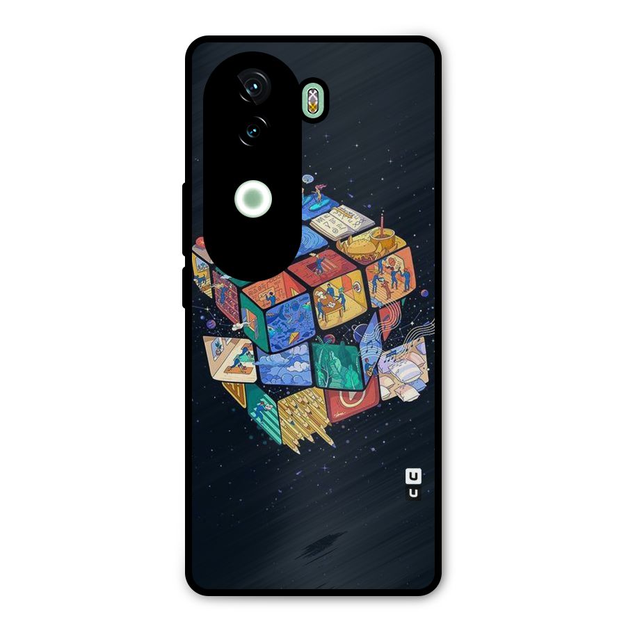 Coloured Rubic Metal Back Case for iQOO Z9s