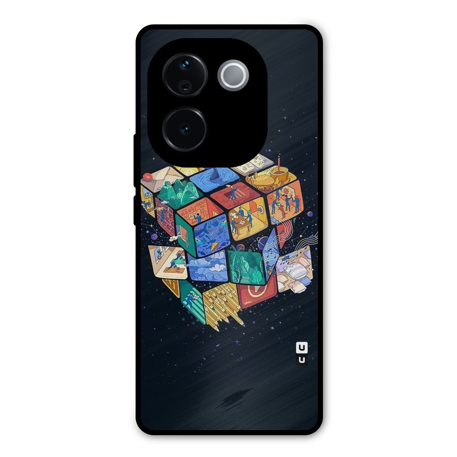 Coloured Rubic Metal Back Case for iQOO Z9s Pro
