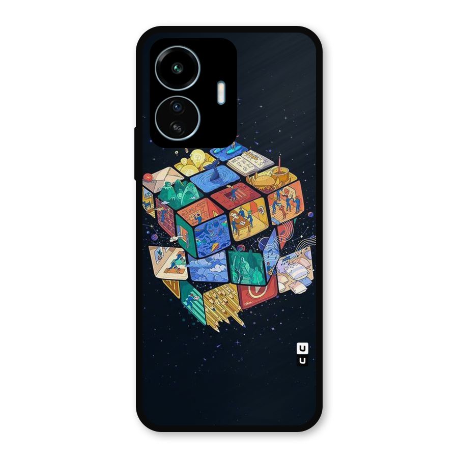 Coloured Rubic Metal Back Case for vivo iQOO Z6 Lite 5G