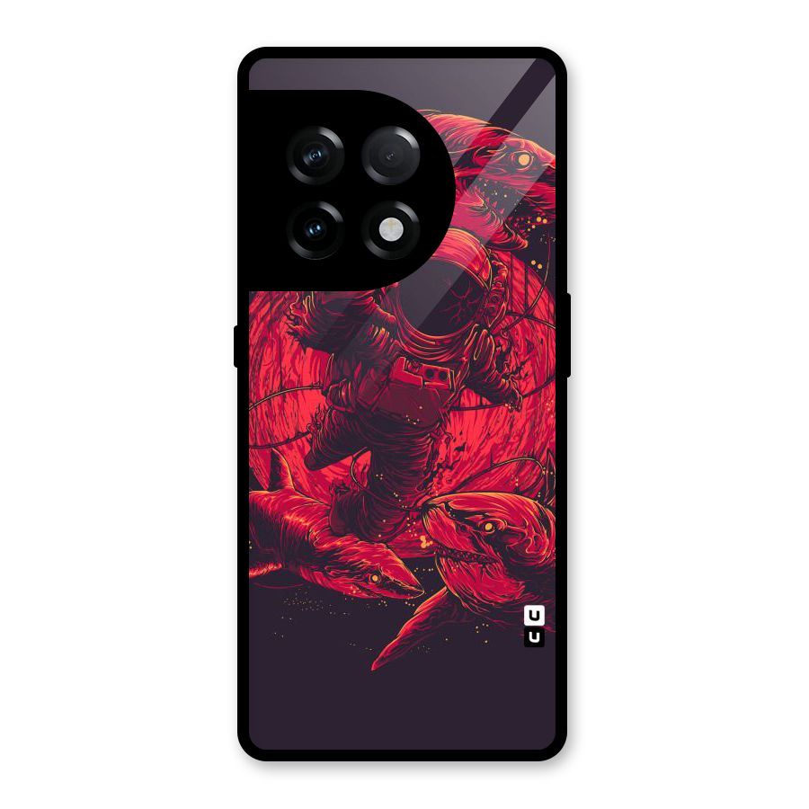 Coloured Spaceman Glass Back Case for OnePlus 11R