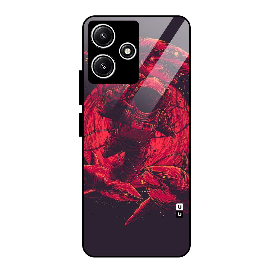 Coloured Spaceman Glass Back Case for Poco M6 Pro