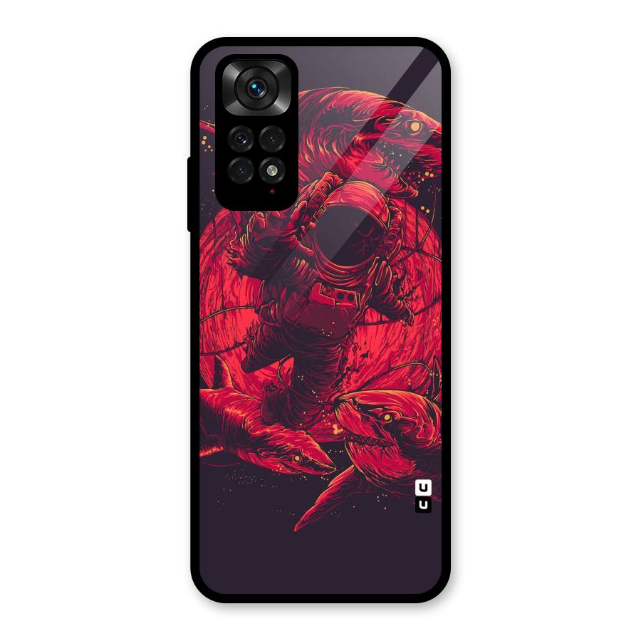 Coloured Spaceman Glass Back Case for Redmi Note 11S