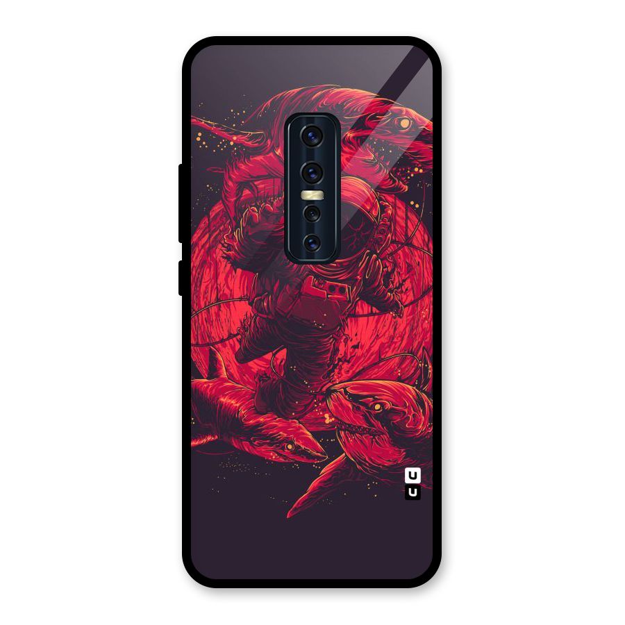 Coloured Spaceman Glass Back Case for Vivo V17 Pro