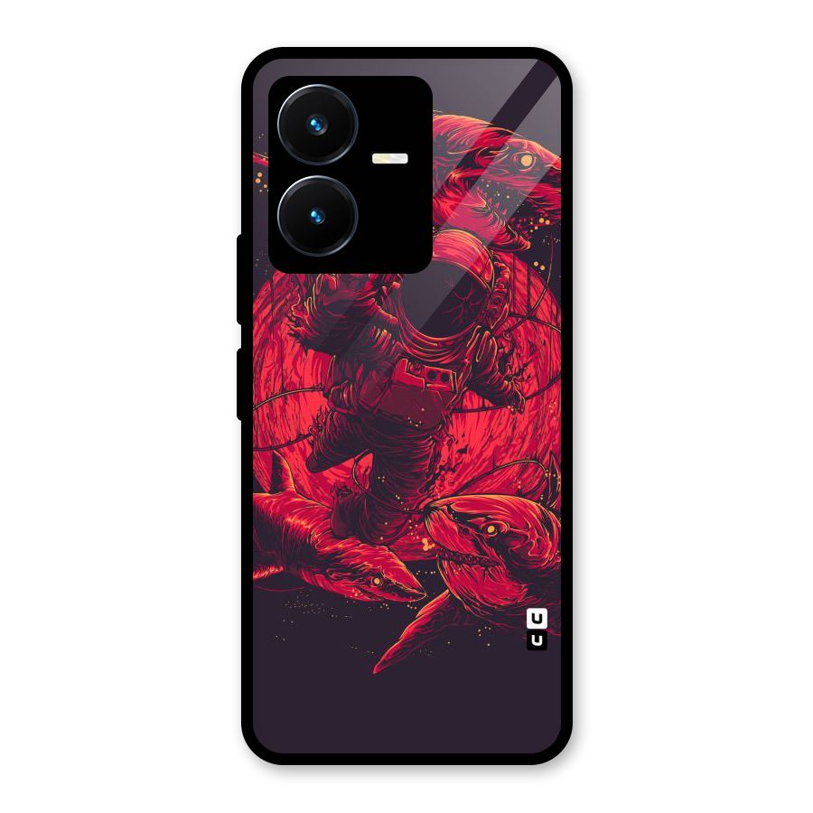 Coloured Spaceman Glass Back Case for Vivo Y22s