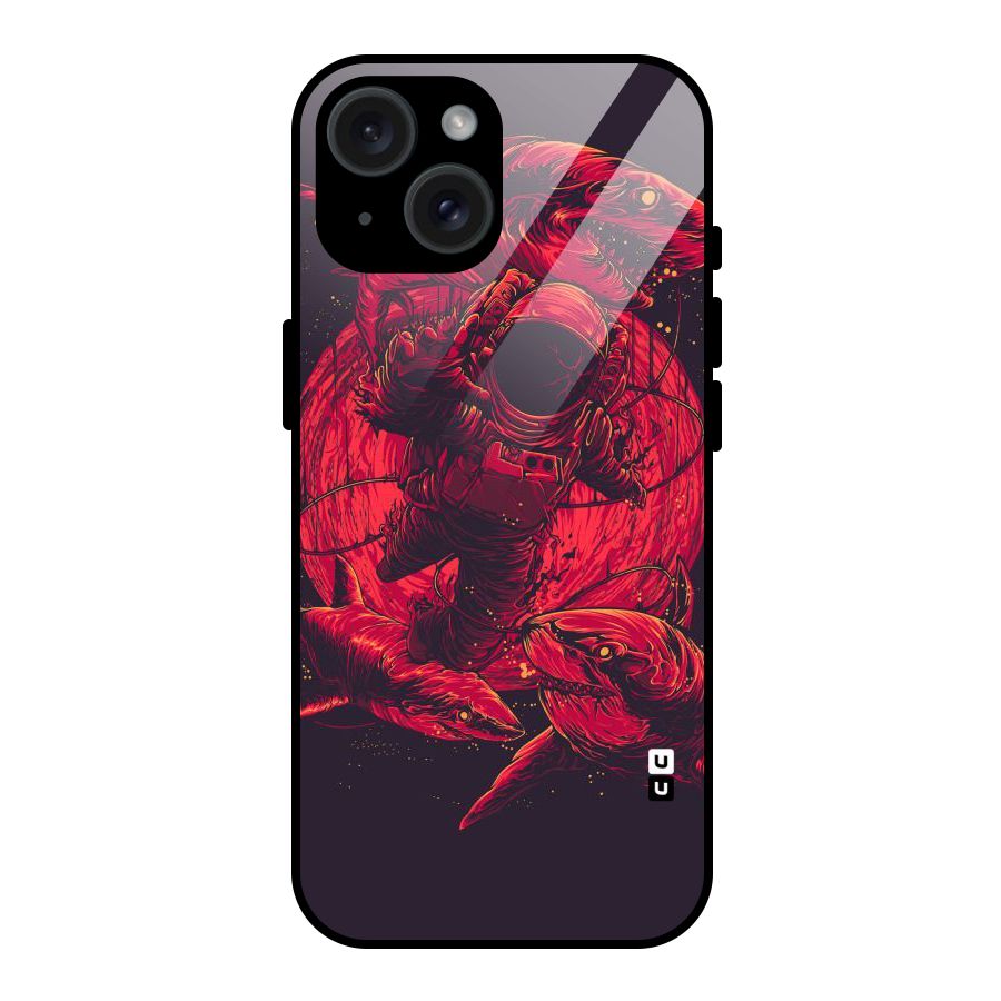Coloured Spaceman Glass Back Case for iPhone 15