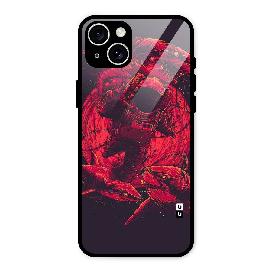 Coloured Spaceman Glass Back Case for iPhone 15 Plus