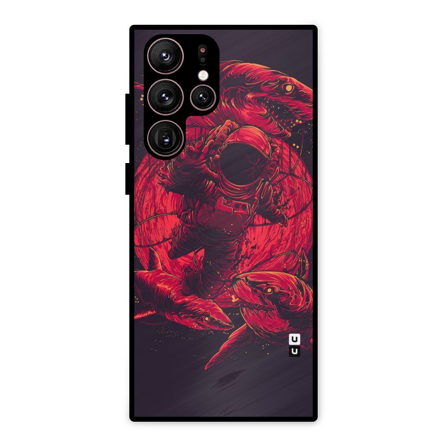 Coloured Spaceman Metal Back Case for Galaxy S22 Ultra 5G
