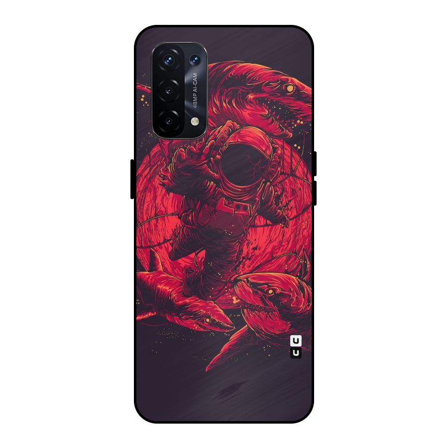 Coloured Spaceman Metal Back Case for Oppo A74 5G