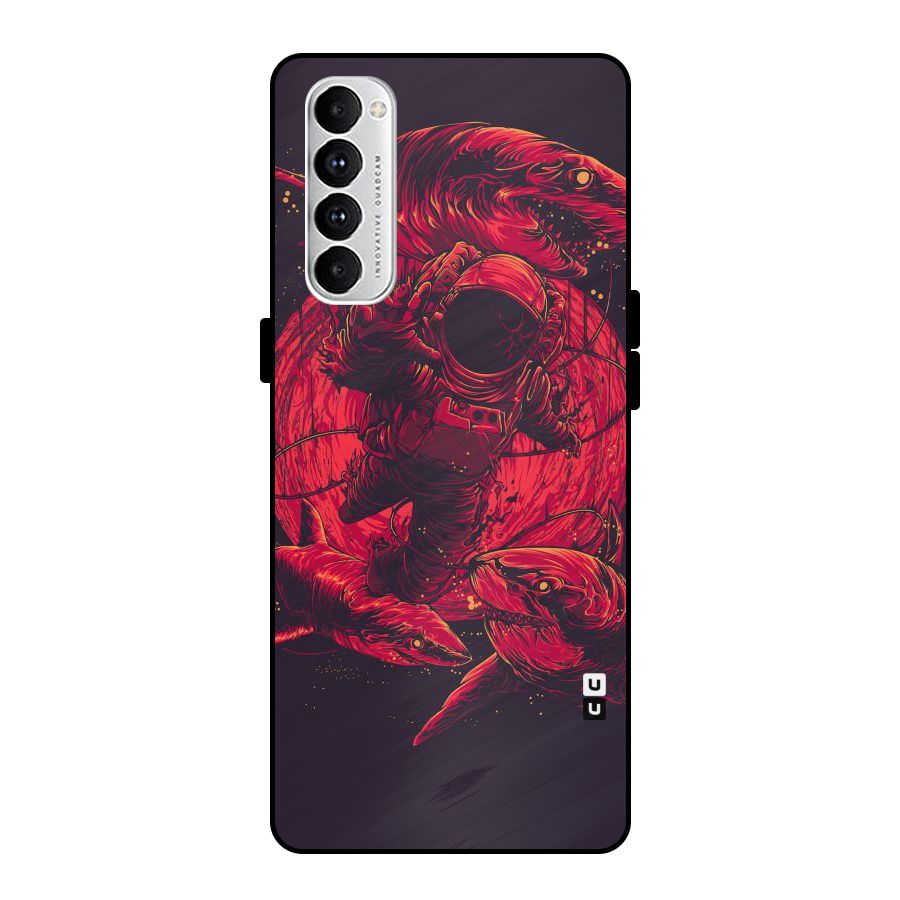 Coloured Spaceman Metal Back Case for Oppo Reno4 Pro