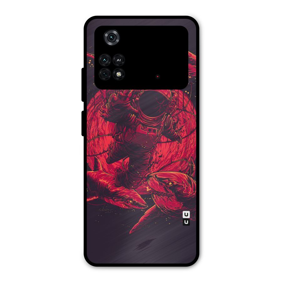 Coloured Spaceman Metal Back Case for Poco M4 Pro 4G