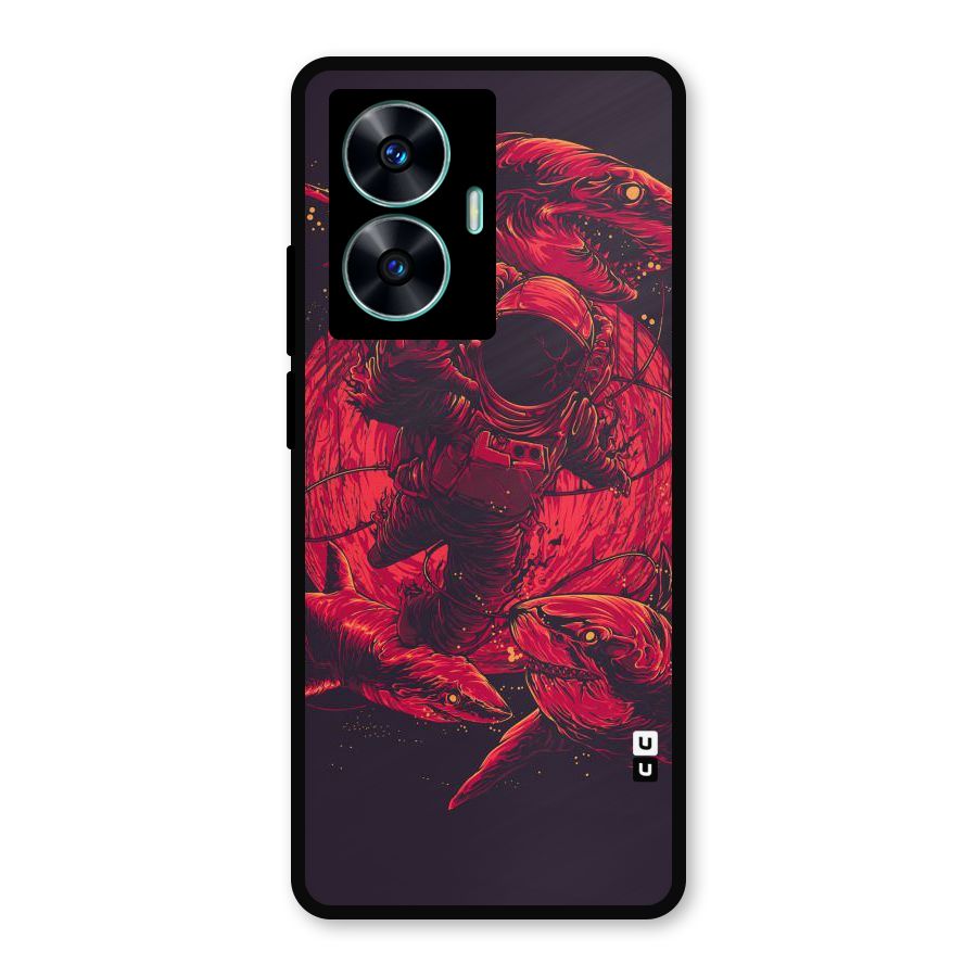 Coloured Spaceman Metal Back Case for Realme Narzo N55