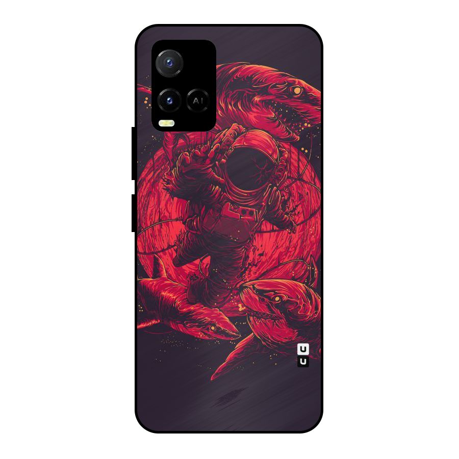 Coloured Spaceman Metal Back Case for Vivo Y21G