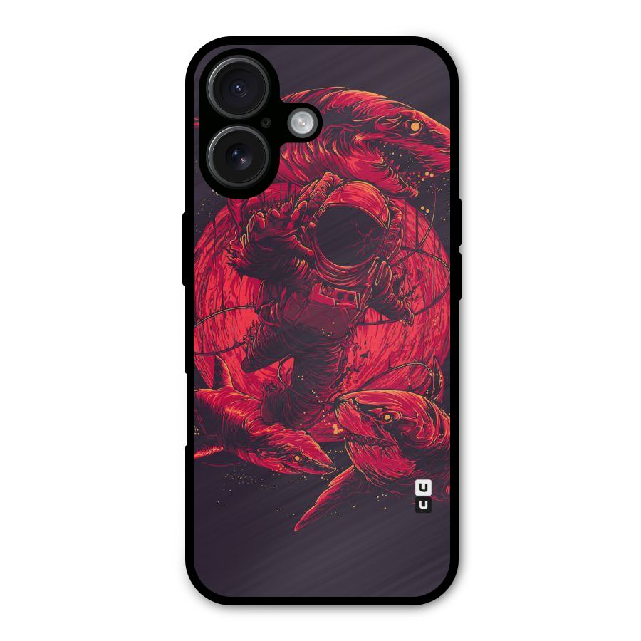 Coloured Spaceman Metal Back Case for iPhone 16