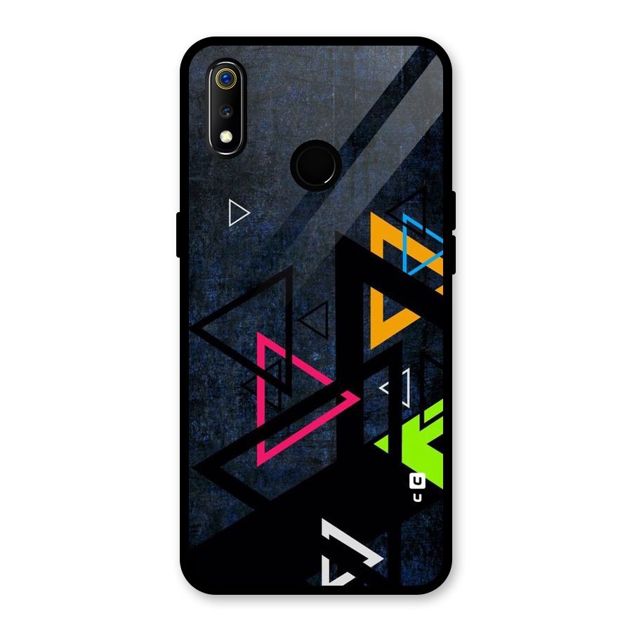 Coloured Triangles Glass Back Case for Realme 3
