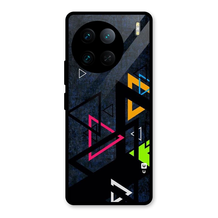 Coloured Triangles Glass Back Case for Vivo X90 Pro