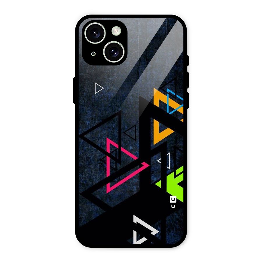 Coloured Triangles Glass Back Case for iPhone 15 Plus