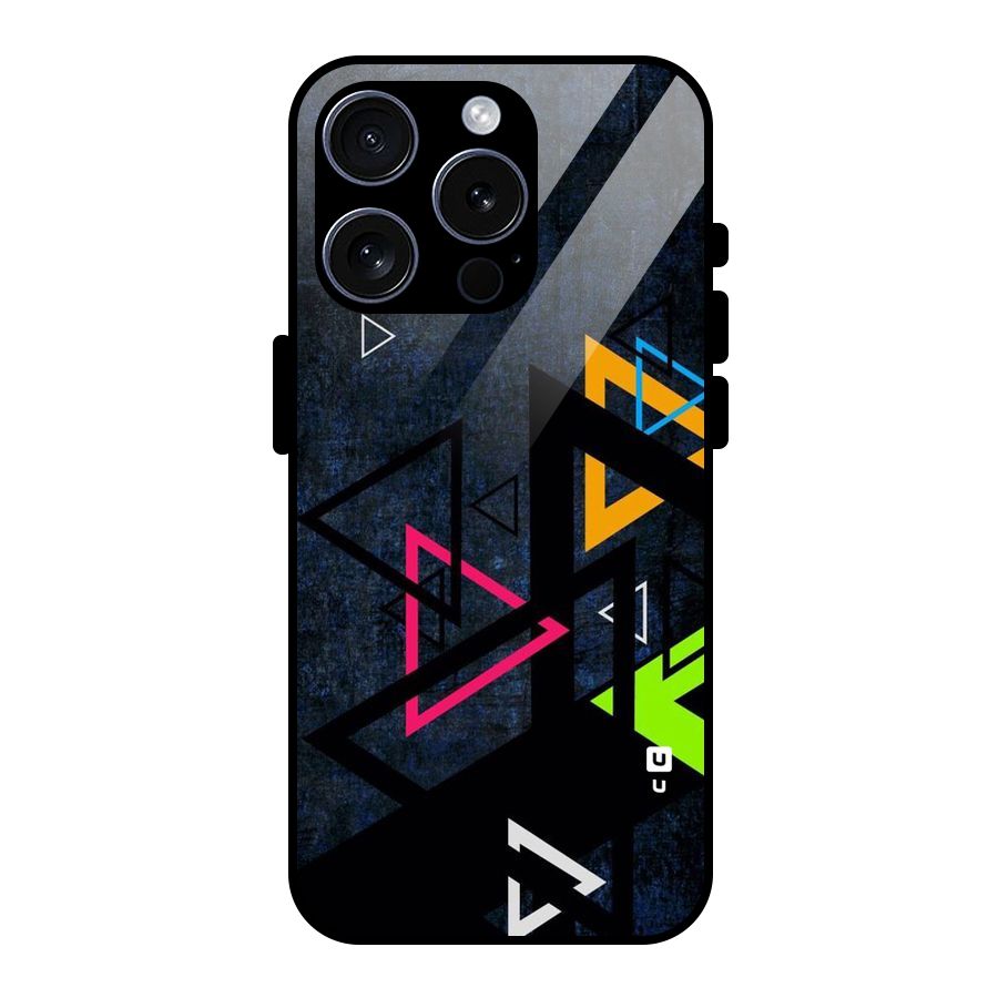 Coloured Triangles Glass Back Case for iPhone 15 Pro