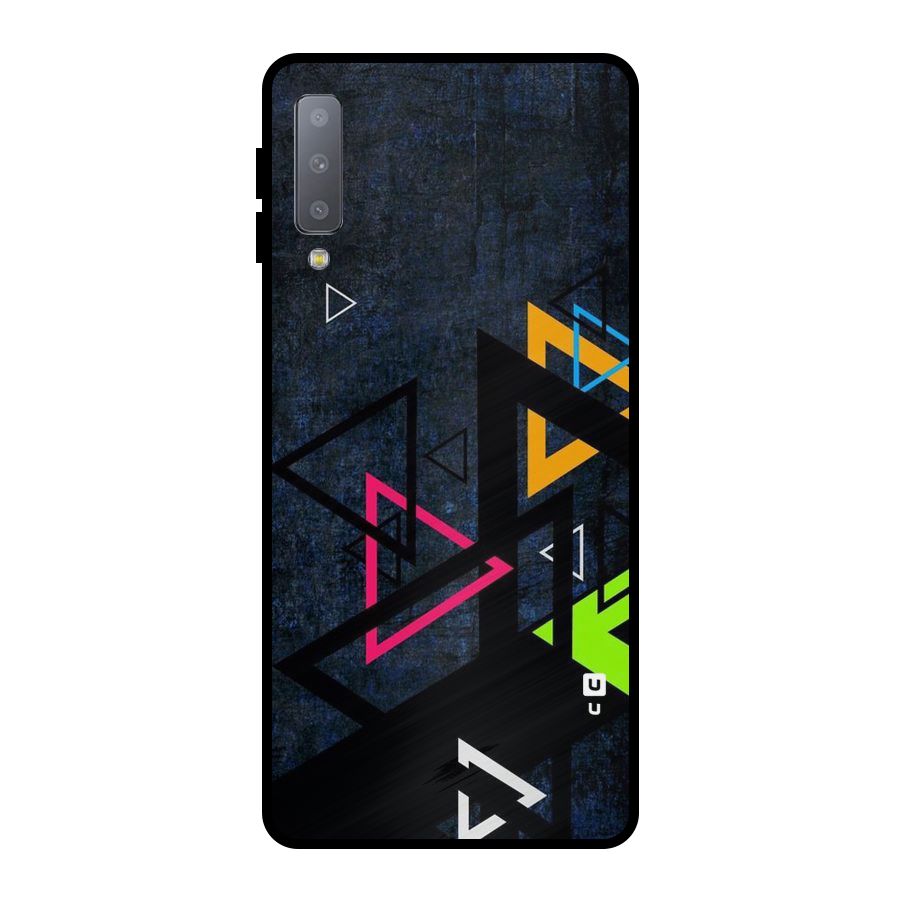 Coloured Triangles Metal Back Case for Galaxy A7 (2018)