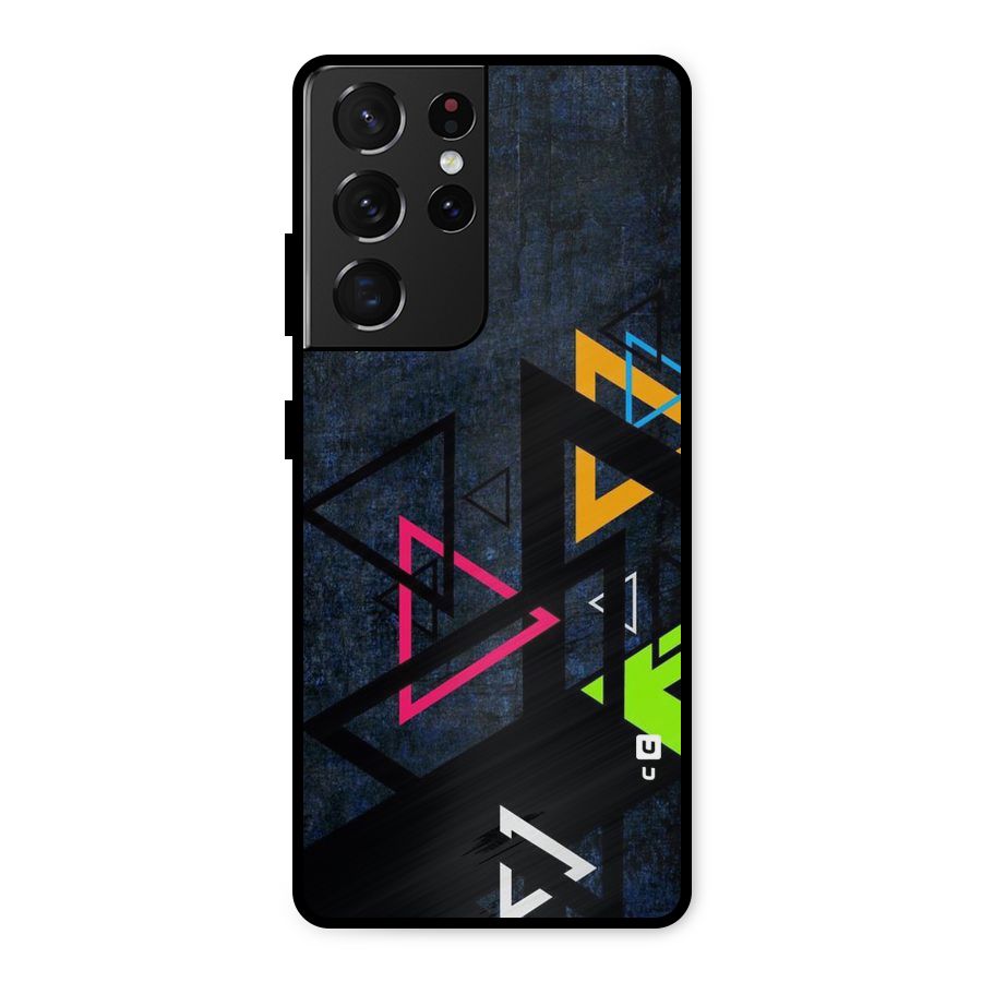 Coloured Triangles Metal Back Case for Galaxy S21 Ultra 5G